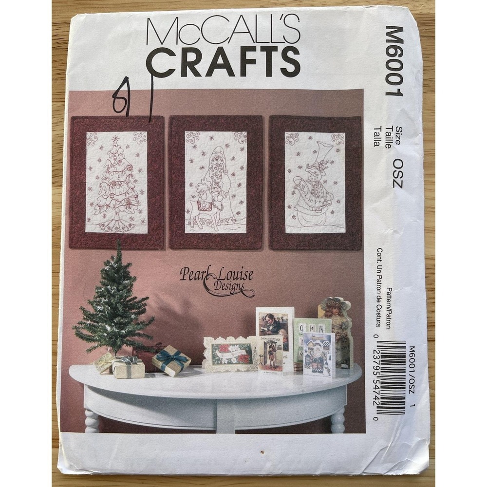 McCalls Crafts M6001 Christmas Redwork Quilt Hangings Sewing Pattern Uncut FF‎